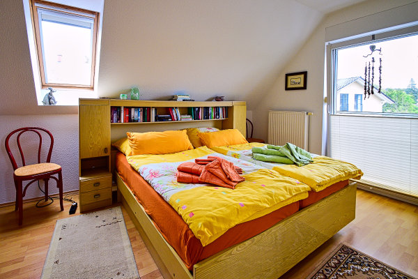Ferienwohnung Bansin Usedom Schlafzimmer mit Doppelbett